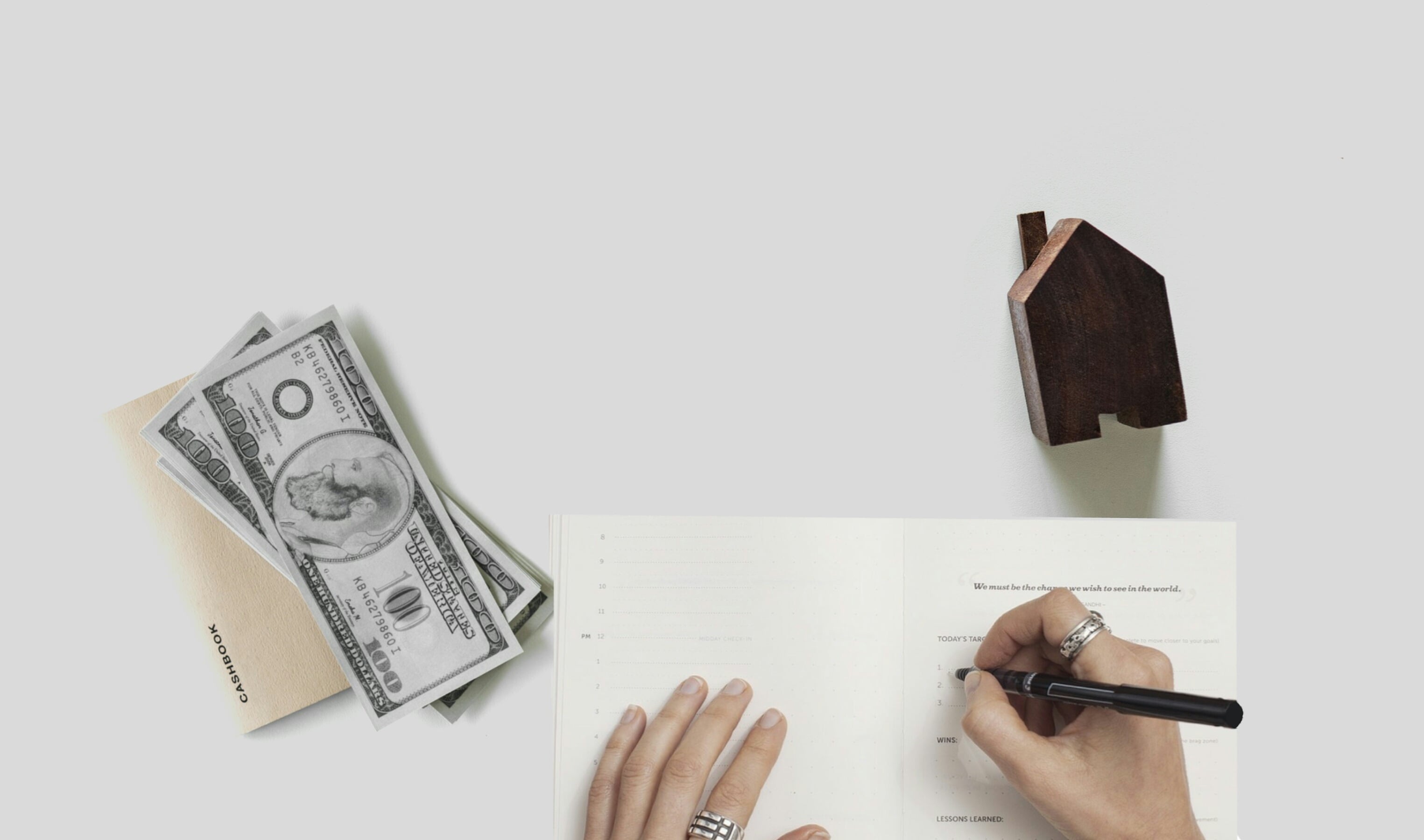 Planning by hand at a desk